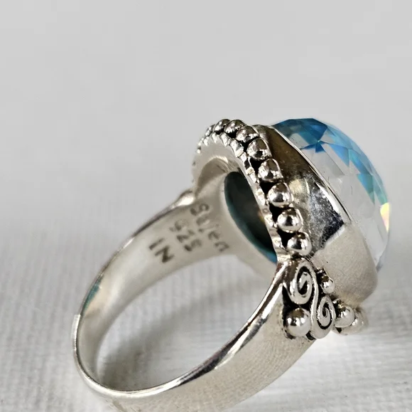 Genuine Sajen Australian Opal Doublet Ring in Sterling Silver Size 7! NWOT - Picture 5 of 10